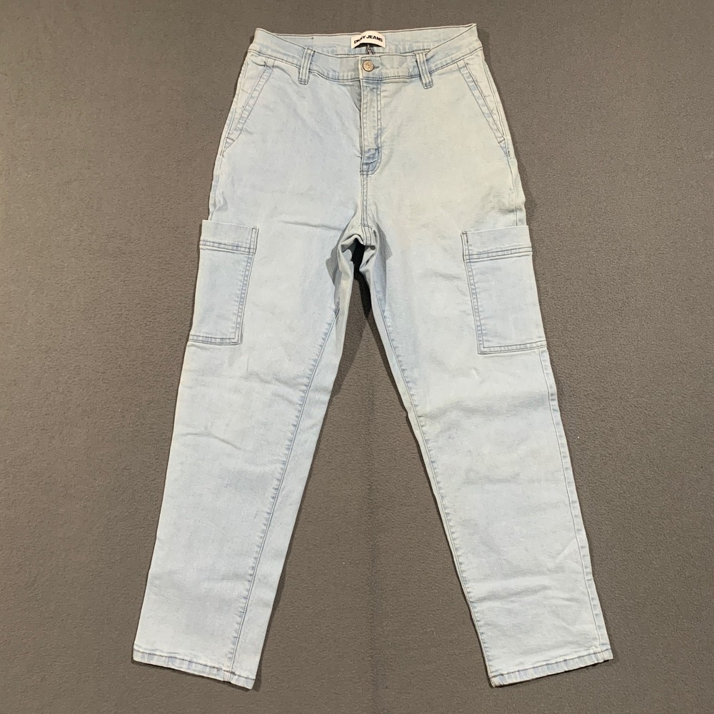 DKNY Jeans Cargo Pants Women 8/29 Light Wash High Rise Utility Streetwear Denim